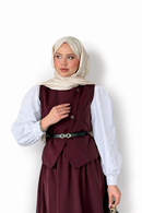 Robe élégante ; Gilet, jupe, ceinture et chemise inclus .