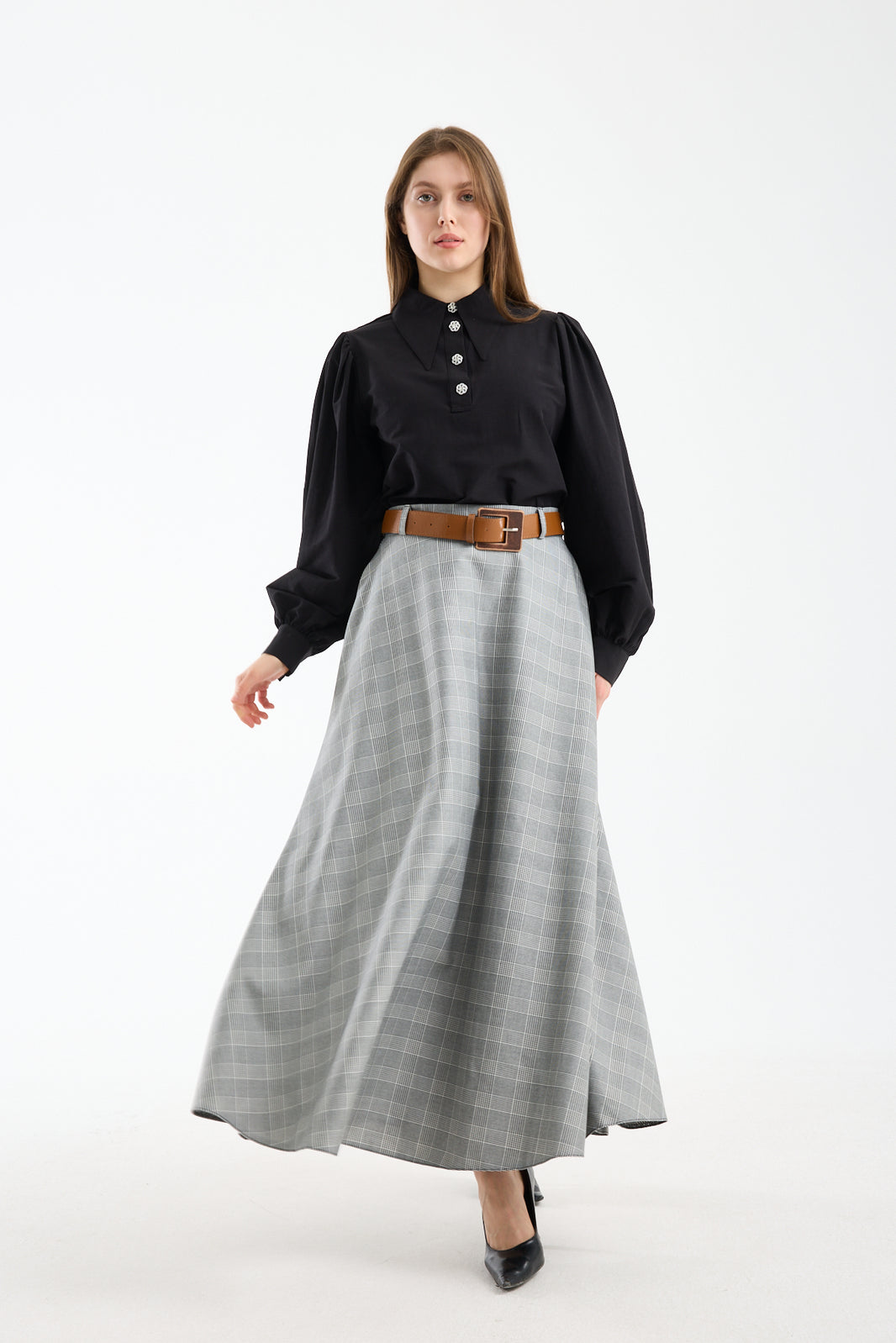 تنورة صيفية طويلة بحزام 🌿