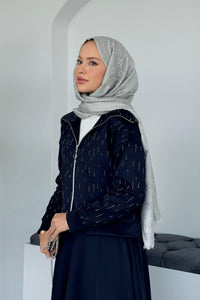 Ensemble Élégant Deux Pièces - Haut Zippé avec Pierres & Jupe Taille Élastique BEIGE