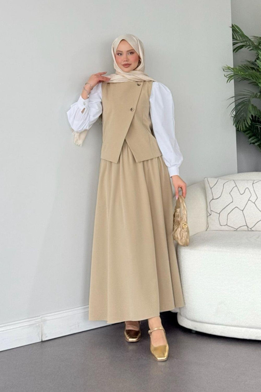 Ensemble deux pièces avec jupe ROUGE FONCÉ ✨👗