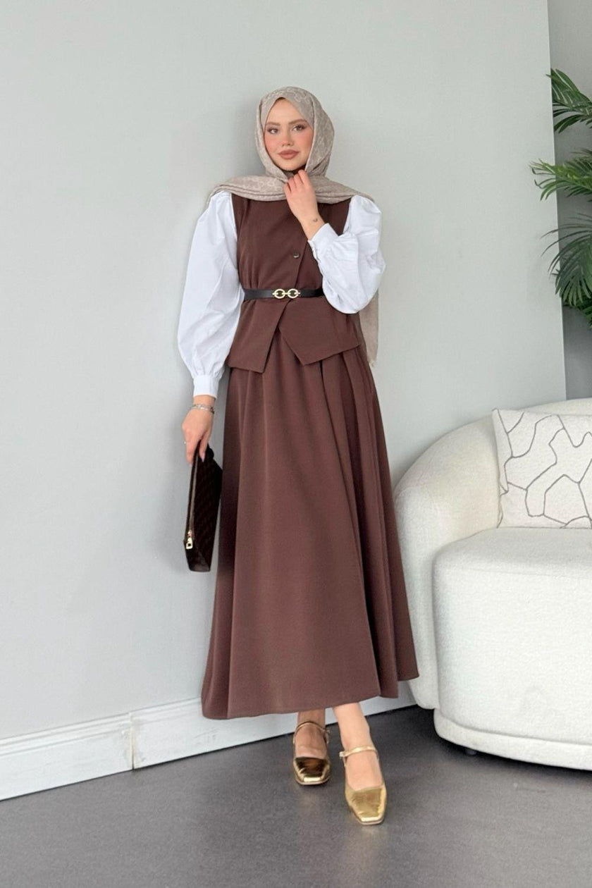 Ensemble deux pièces avec jupe ROUGE FONCÉ ✨👗