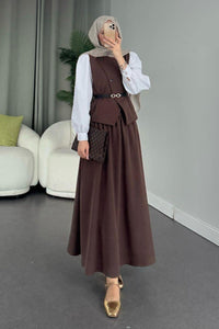 Ensemble deux pièces avec jupe ROUGE FONCÉ ✨👗