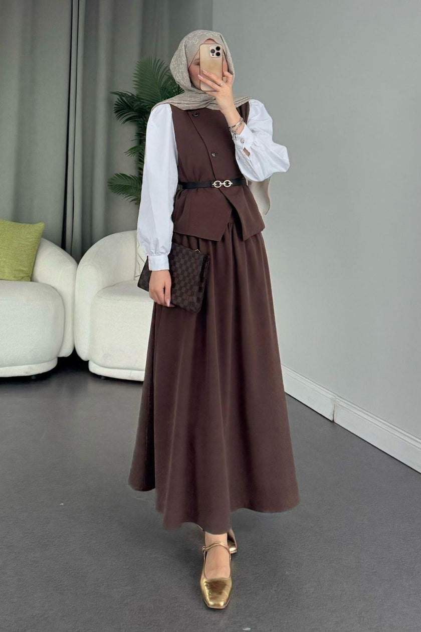 Ensemble deux pièces avec jupe ROUGE FONCÉ ✨👗