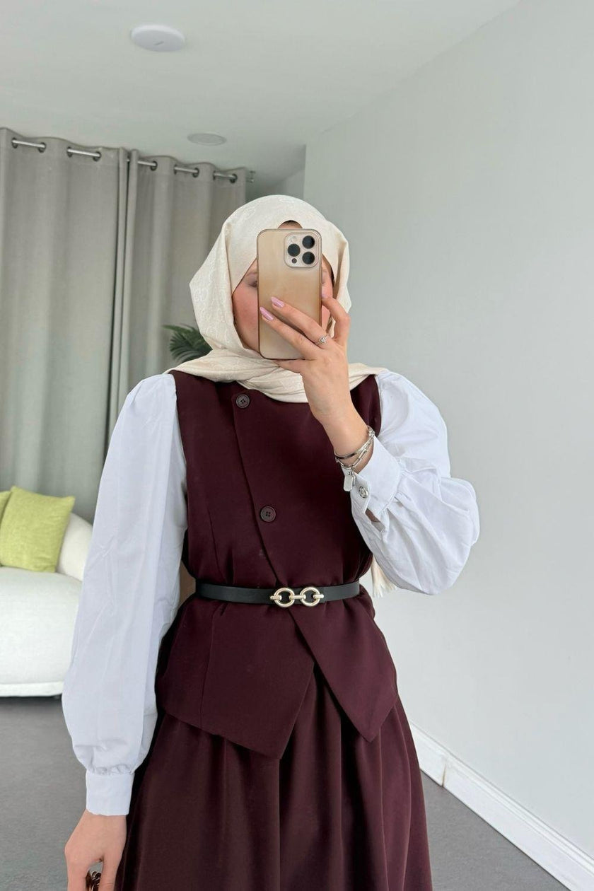 Ensemble deux pièces avec jupe ROUGE FONCÉ ✨👗