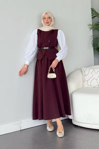 Ensemble deux pièces avec jupe ROUGE FONCÉ ✨👗