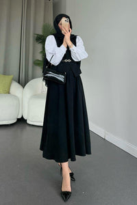 Ensemble deux pièces avec jupe ROUGE FONCÉ ✨👗