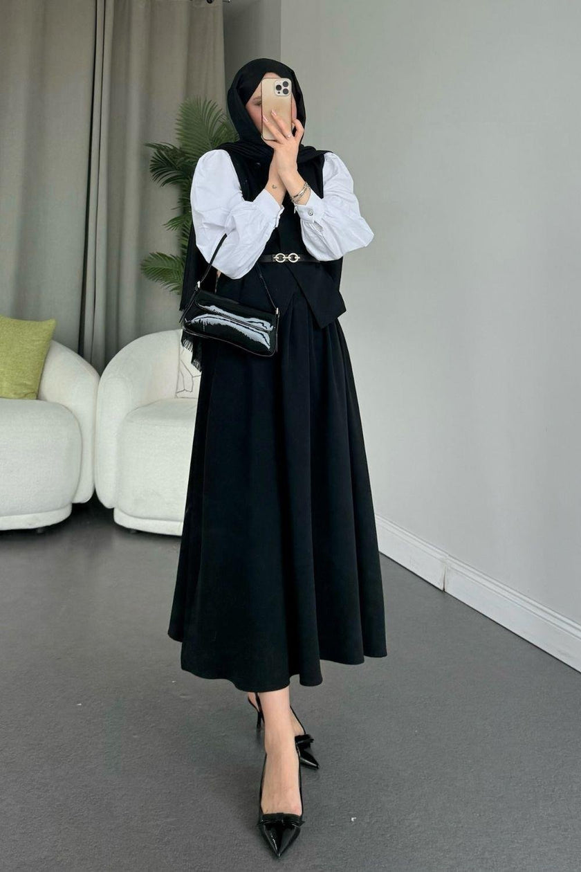 Ensemble deux pièces avec jupe ROUGE FONCÉ ✨👗