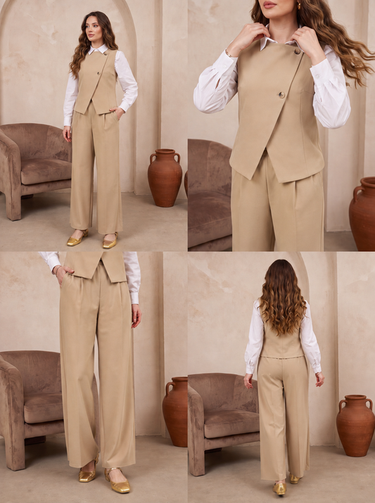 3 PİECES OUTFIT ;  Gilet, Pantalon , Ceinture