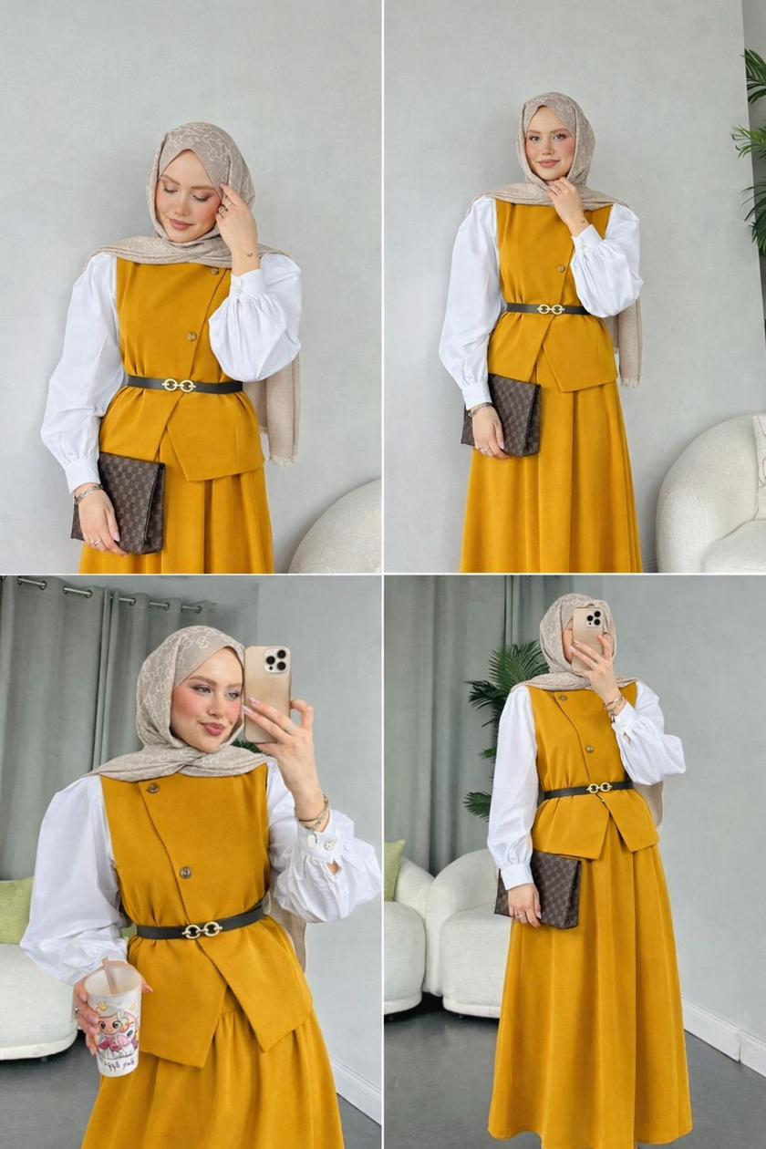 Ensemble deux pièces avec jupe ROUGE FONCÉ ✨👗