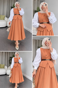 Ensemble deux pièces avec jupe ROUGE FONCÉ ✨👗