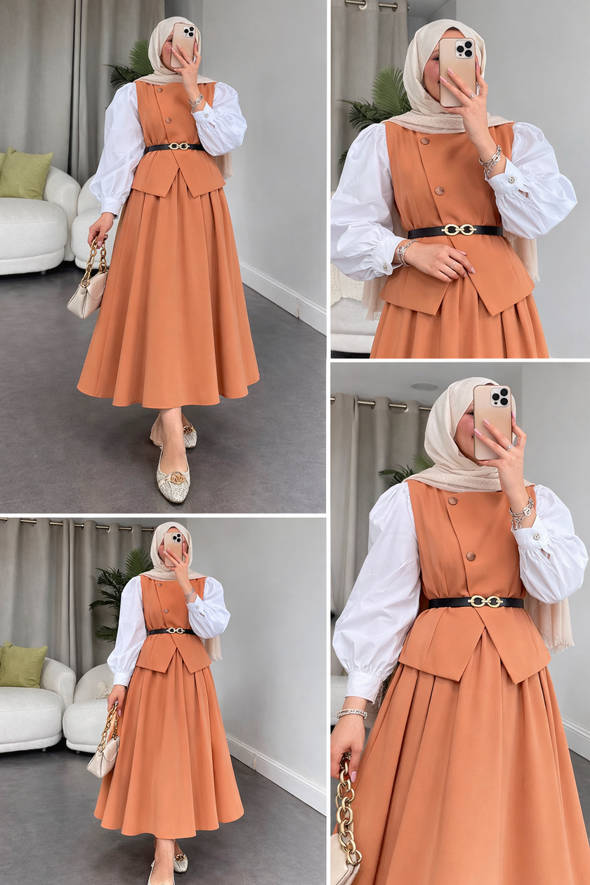 Ensemble deux pièces avec jupe ROUGE FONCÉ ✨👗