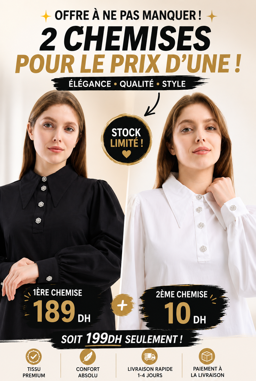 Chemise Classique + Haifa (189+10 dh)