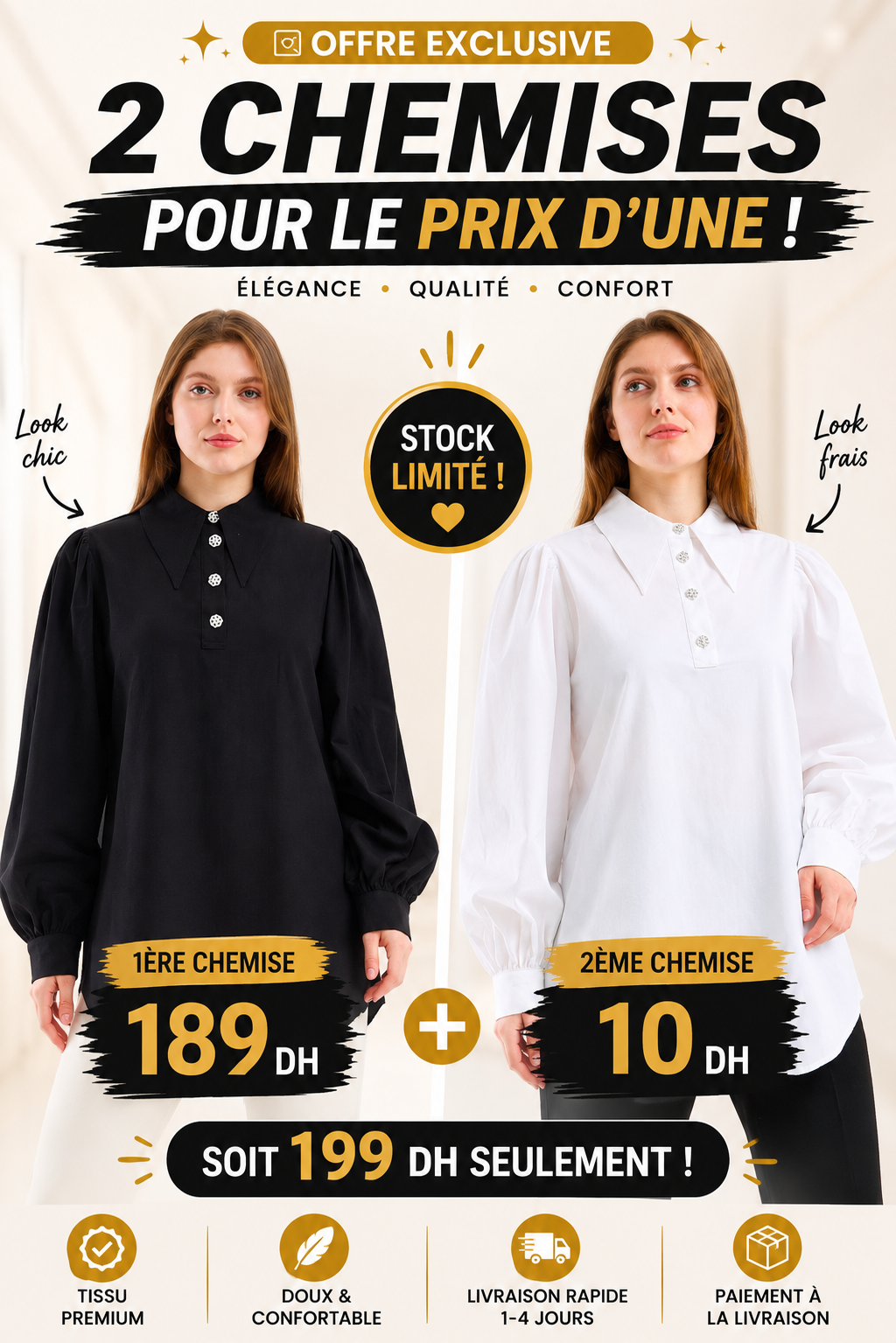 Chemise Classique + Haifa (189+10 dh)