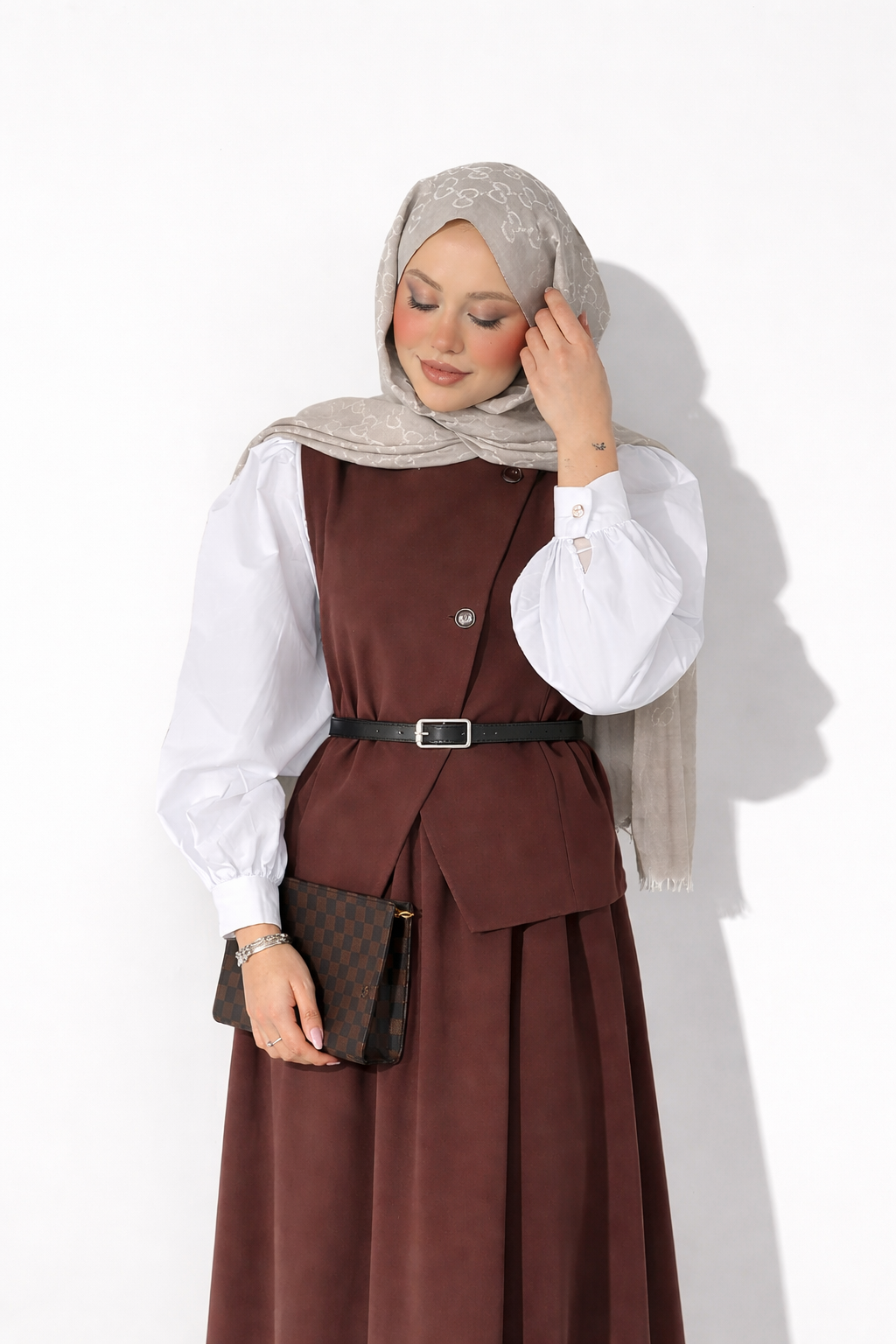 Ensemble deux pièces avec jupe ROUGE FONCÉ ✨👗