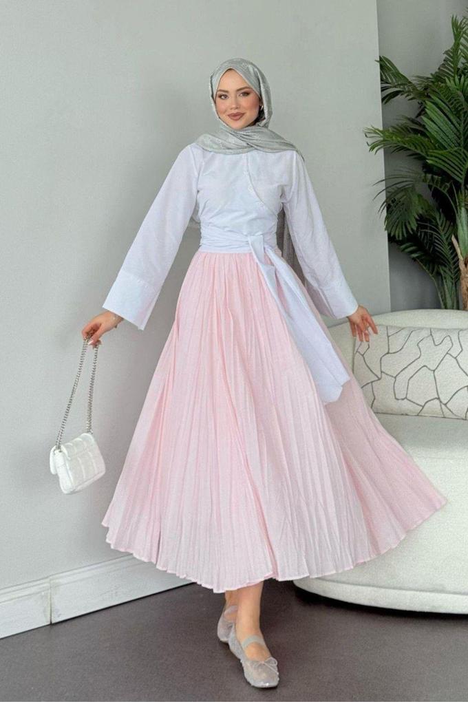 Chemise mi-longue avec ceinture