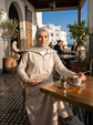 طقم أنيق - بلوزة بسحاب ومزينة بالكريستال وتنورة بخصر مطاطي