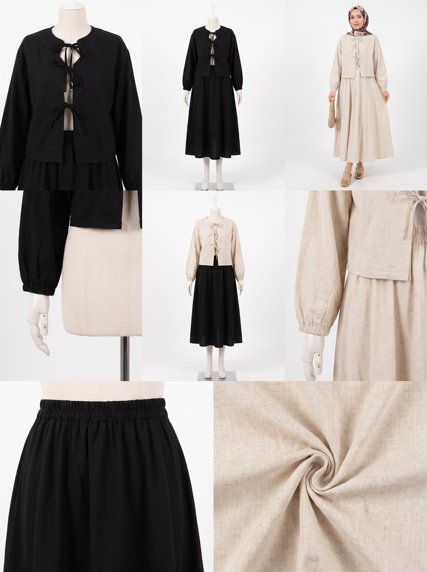Ensemble Tissu en lin Jupe & Gilet