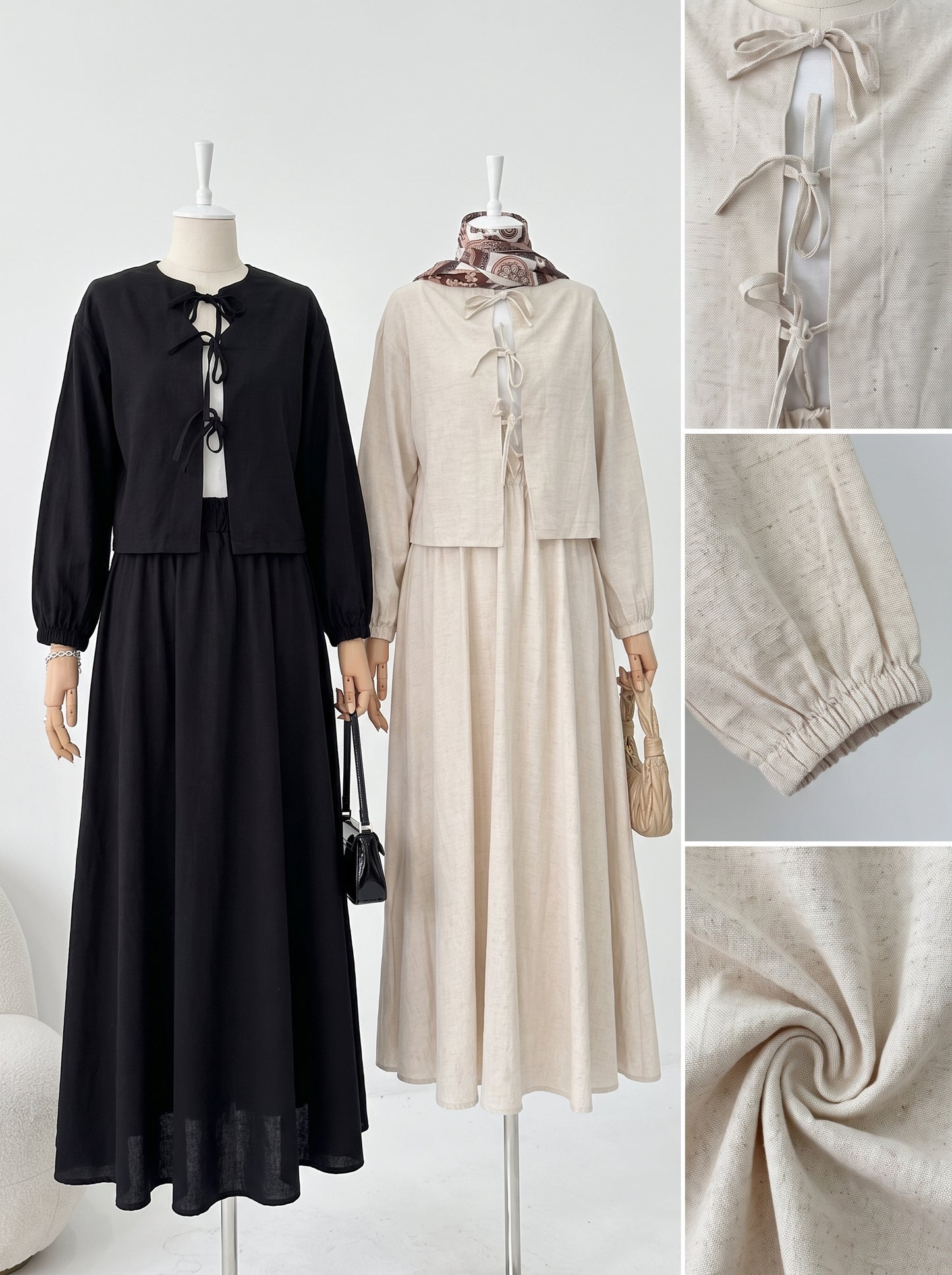 Ensemble Tissu en lin Jupe & Gilet