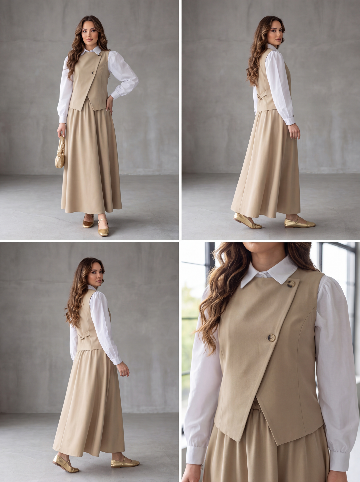 3 PİECES OUTFIT ;  Gilet, Jupe, Ceinture