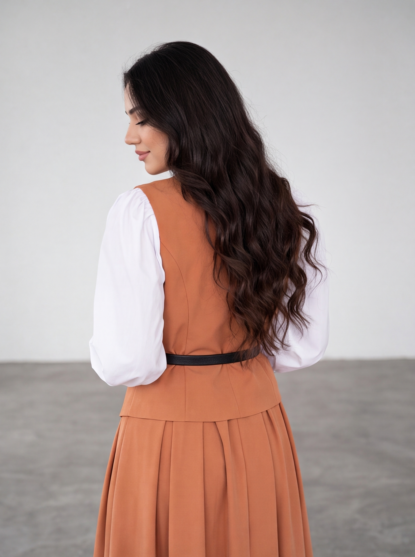3 PİECES OUTFIT ;  Gilet, Jupe, Ceinture