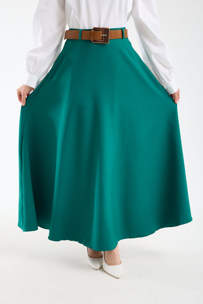 تنورة صيفية طويلة بحزام 🌿