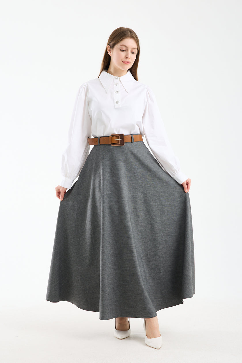 تنورة صيفية طويلة بحزام 🌿