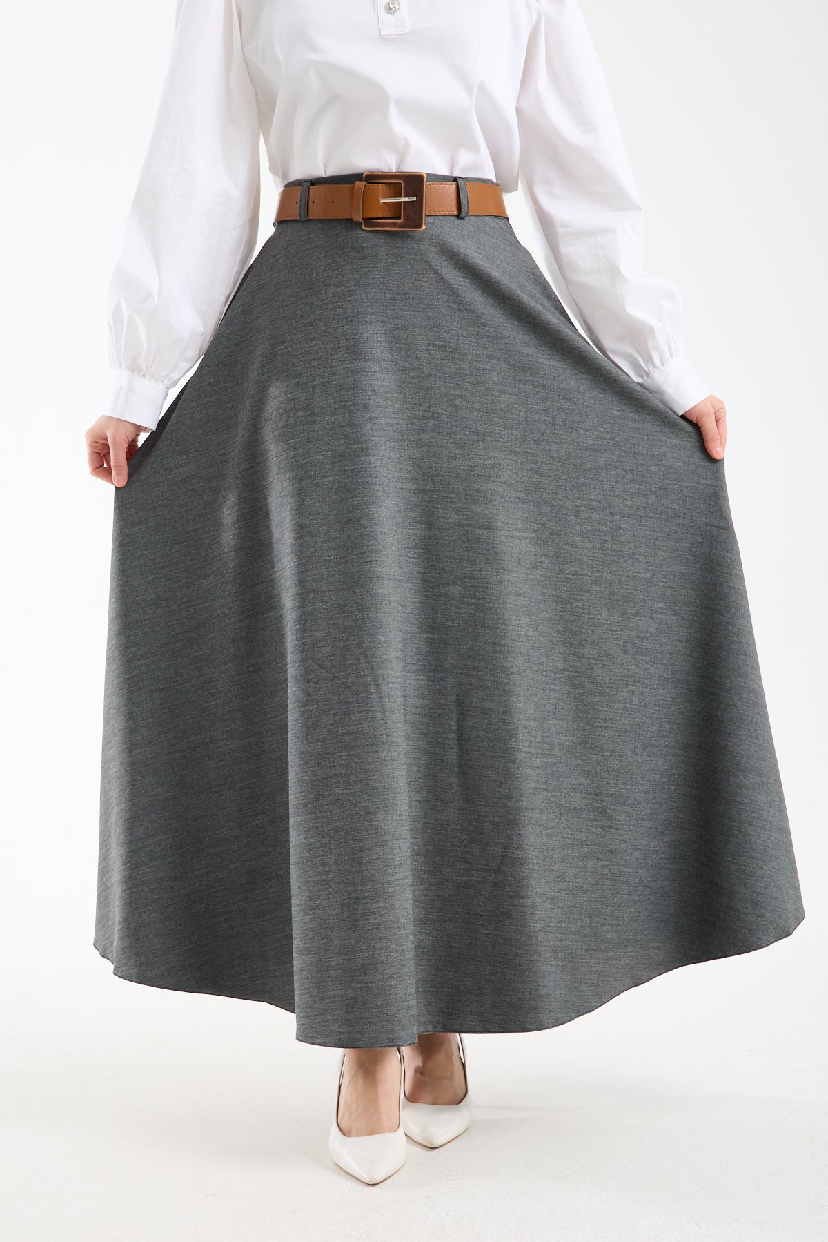 Jupe longue d’été avec ceinture (Orange)