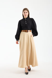 تنورة صيفية طويلة بحزام 🌿