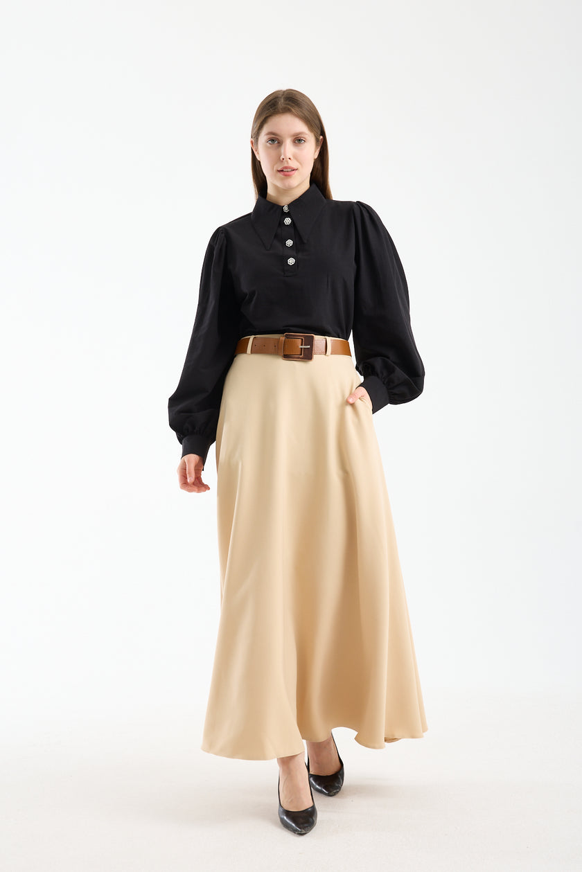 تنورة صيفية طويلة بحزام 🌿