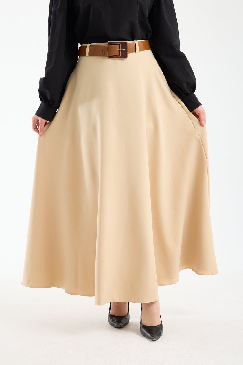 تنورة صيفية طويلة بحزام 🌿