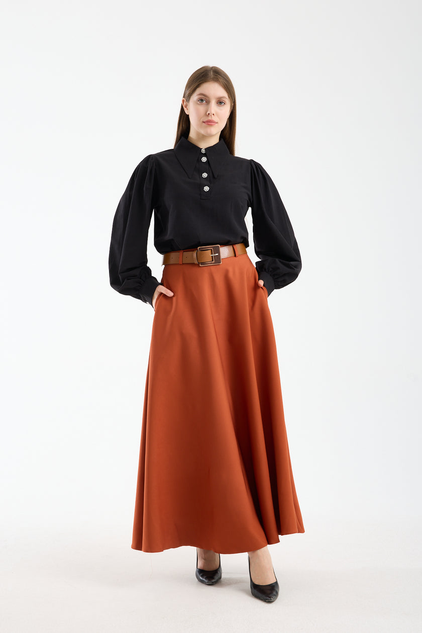 تنورة صيفية طويلة بحزام 🌿